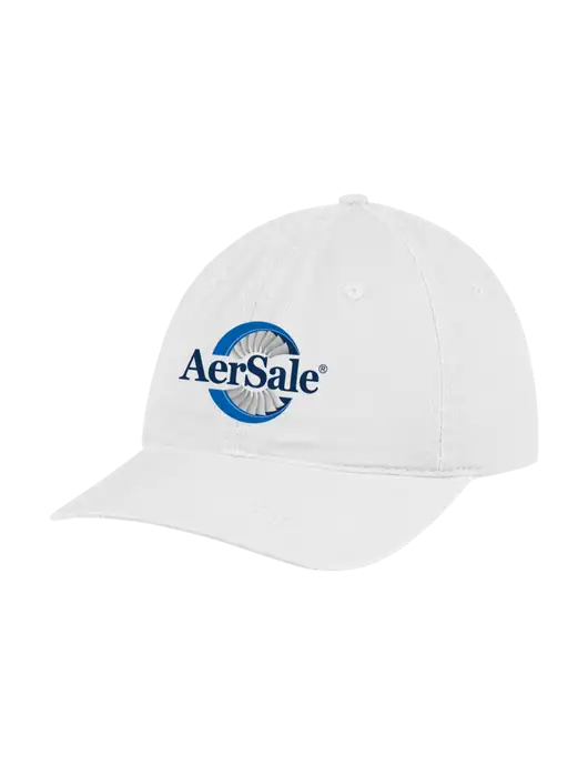 Garment Washed Unstructured Twill White Cap w/AerSale Logo