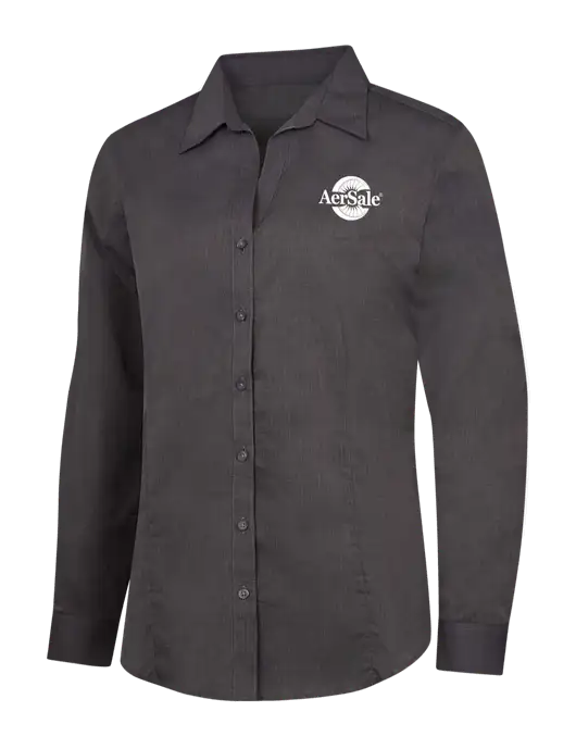 Womens Soft Black Crosshatch Easy Care Shirt w/AerSale Logo