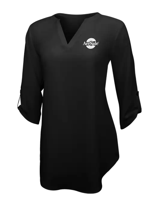 Womens Black 3/4 Sleeve Tunic Blouse w/AerSale Logo