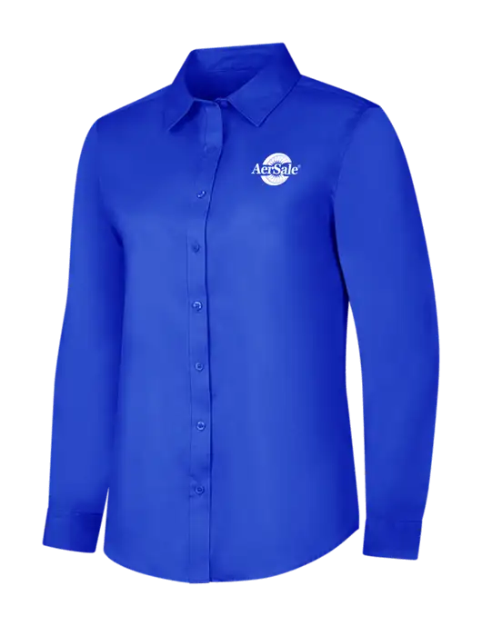 Womens Long Sleeve Dark Royal Superpro React Twill Shirt w/AerSale Logo
