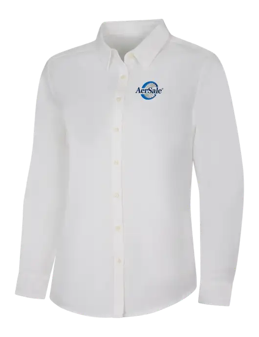 Womens White Long Sleeve Superpro React Twill Shirt w/AerSale Logo