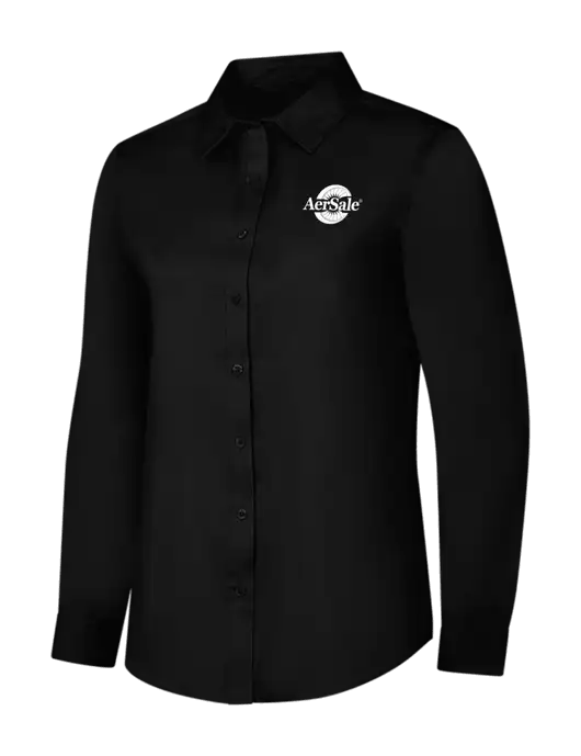 Womens Black Long Sleeve Superpro React Twill Shirt w/AerSale Logo