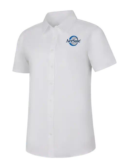 Womens White Short Sleeve Superpro React Twill Shirt w/AerSale Logo