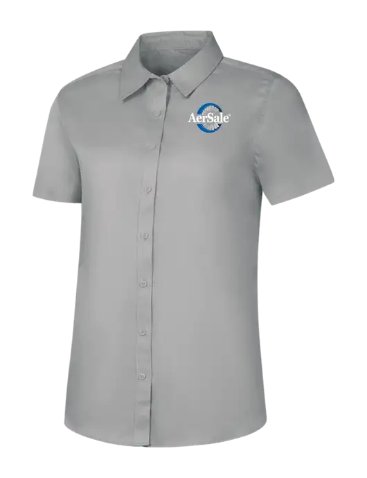 Womens Light Grey Short Sleeve Superpro React Twill Shirt w/AerSale Logo