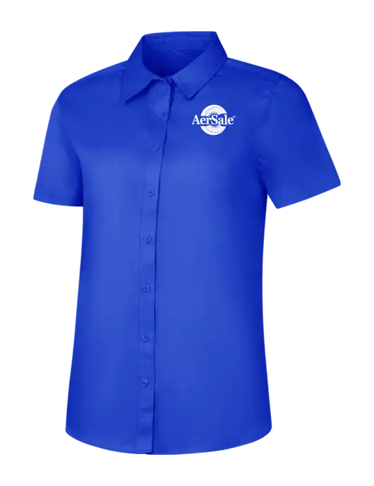 Womens Short Sleeve Dark Royal Superpro React Twill Shirt w/AerSale Logo