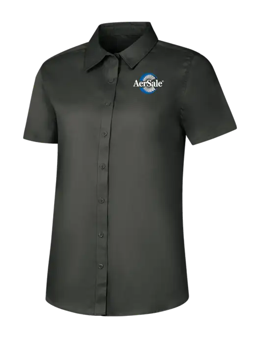 Womens Dark Grey Short Sleeve Superpro React Twill Shirt w/AerSale Logo