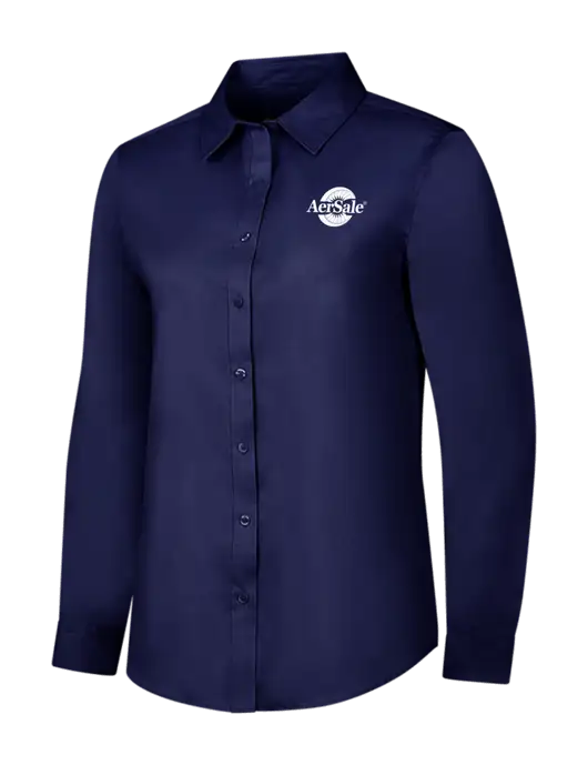 Navy Womens Long Sleeve Superpro React Twill Shirt w/AerSale Logo