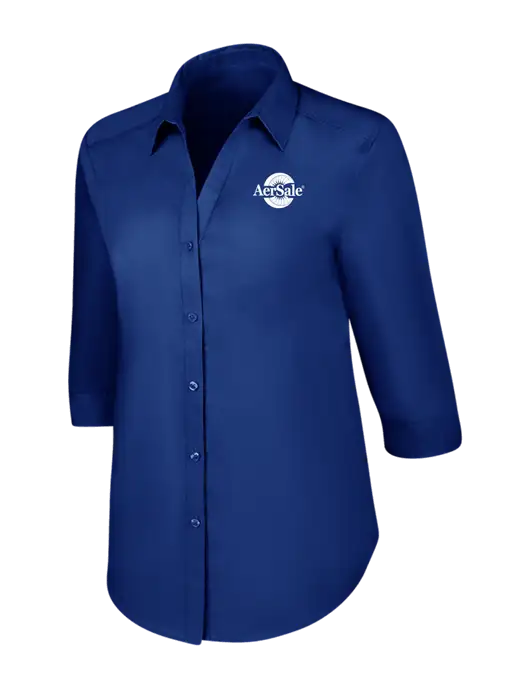 Womens Royal 3/4 Sleeve Carefree Poplin Shirt w/AerSale Logo