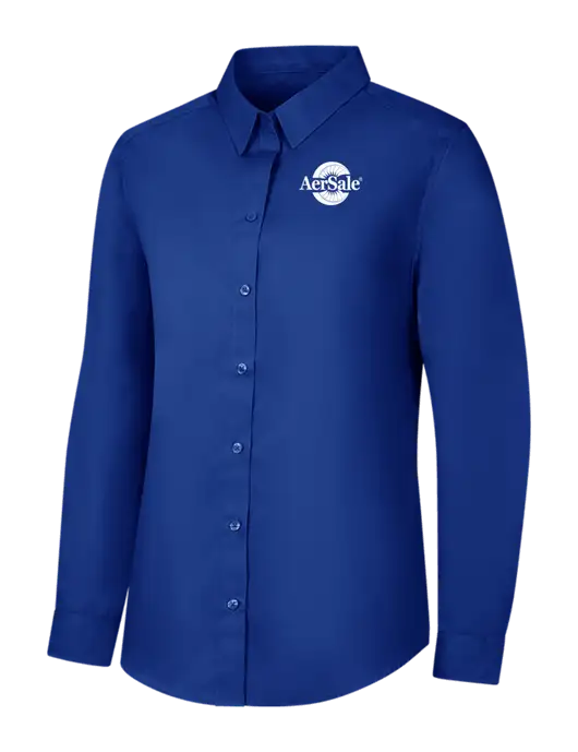 Womens Royal Long Sleeve Carefree Poplin Shirt w/AerSale Logo