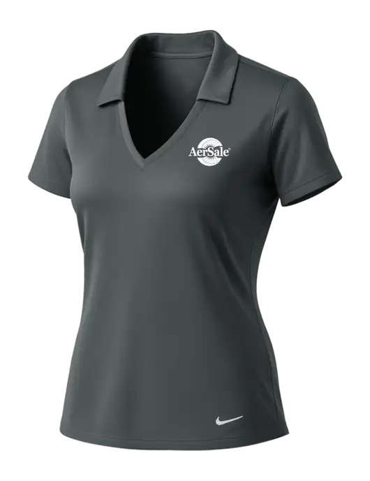 NIKE Dark Grey Womens Dri-Fit Vertical Mesh Polo w/AerSale Logo