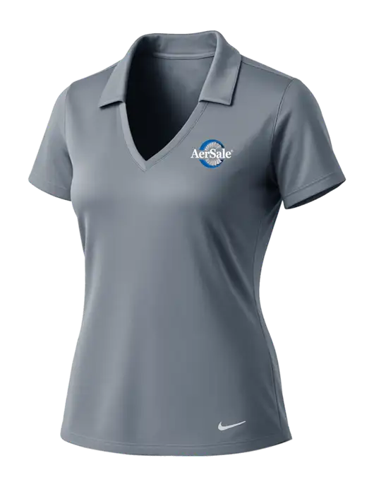 NIKE Medium Grey Womens Dri-Fit Vertical Mesh Polo w/AerSale Logo