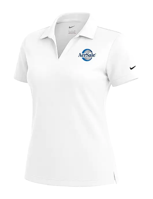 NIKE White Womens Dri-Fit Micro Pique Polo w/AerSale Logo