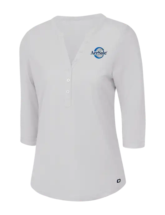 OGIO Bright White Jewel Henley w/AerSale Logo