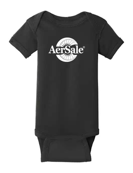 Rabbit Skins Black Infant Short Sleeve Baby Rib Bodysuit w/AerSale Logo