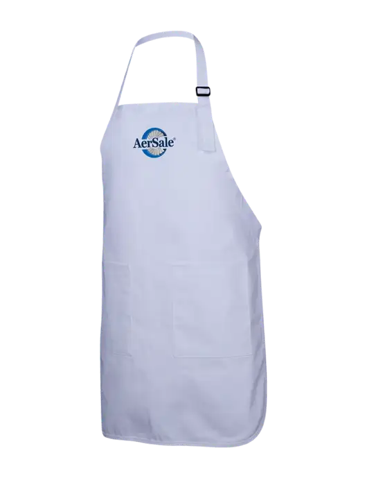 Full-Length White Apron With Pockets w/AerSale Logo