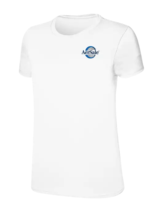 Womens Ring Spun White 4.5 oz T-Shirt w/AerSale Logo