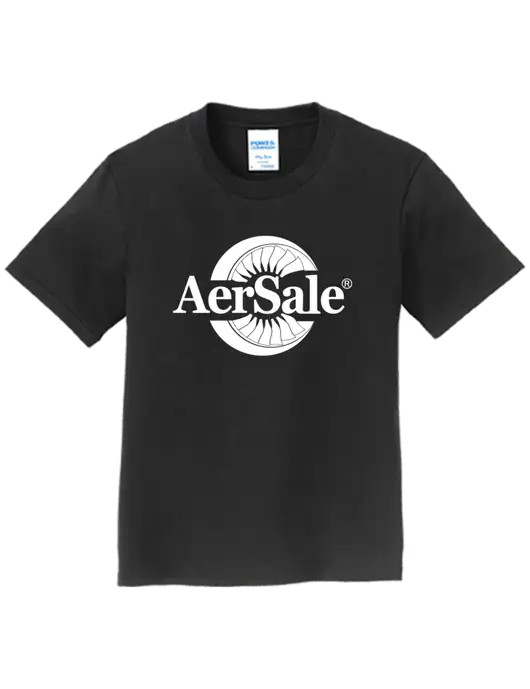 Youth Ring Spun Jet Black 4.5 oz T-Shirt w/AerSale Logo