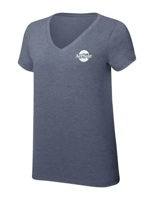 Womens Simply Soft V-Neck Navy Frost 4.5oz  Poly/Combed Ring Spun Cotton T-Shirt w/AerSale Logo