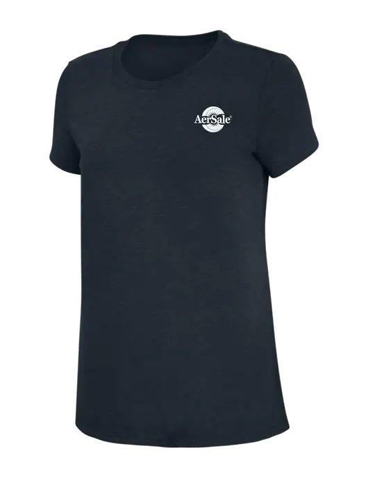 Womens Simply Soft Navy 4.5oz Poly/Combed Ring Spun Cotton T-Shirt w/AerSale Logo