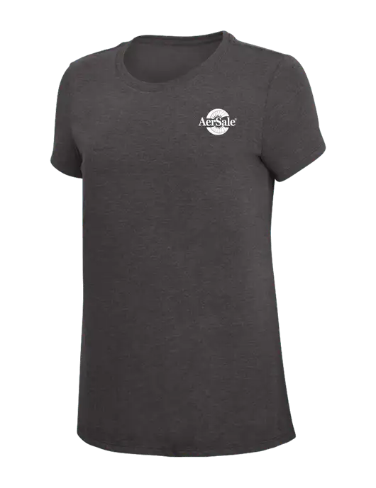 Womens Simply Soft Heather Charcoal 4.5oz  Poly/Combed Ring Spun Cotton T-Shirt w/AerSale Logo