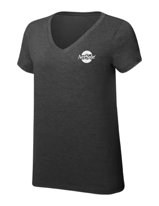 Womens Simply Soft V-Neck Black Frost 4.5oz  Poly/Combed Ring Spun Cotton T-Shirt w/AerSale Logo