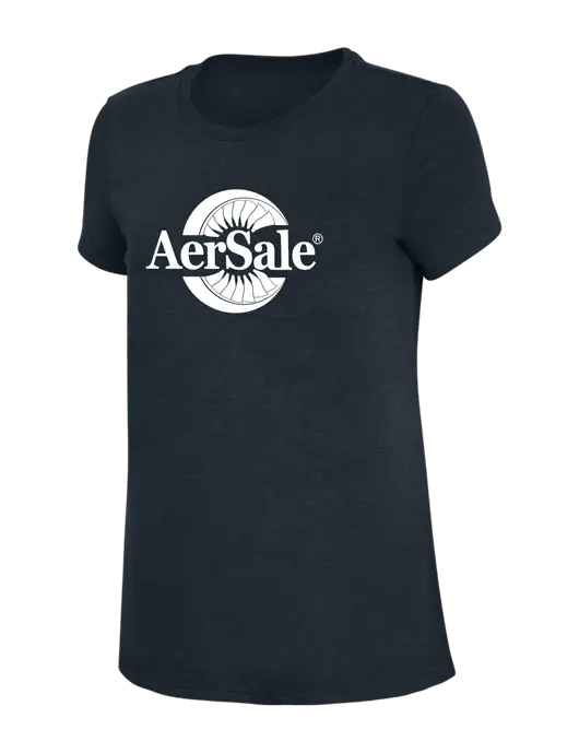 Womens Simply Soft Navy 4.5oz Poly/Combed Ring Spun Cotton T-Shirt w/AerSale Logo