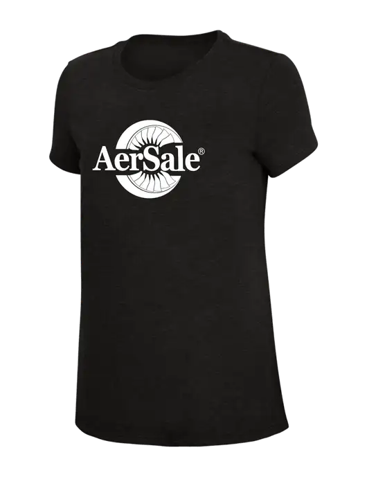 Womens Simply Soft Black 4.5oz Poly/Combed Ring Spun Cotton T-Shirt w/AerSale Logo