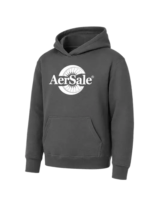Youth Charcoal 7.8 oz Pullover Hooded Sweatshirt w/AerSale Logo