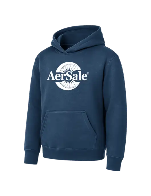 Youth Navy 7.8 oz Pullover Hooded Sweatshirt w/AerSale Logo