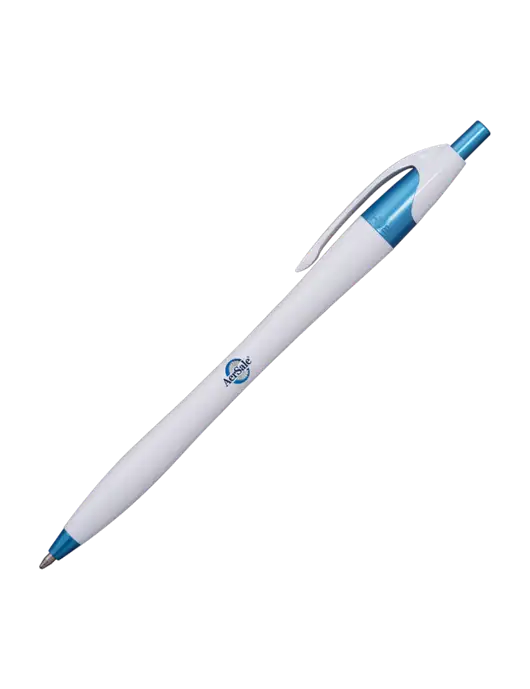 Novella White/Blue Shimmer Pen - Blue Ink w/AerSale Logo