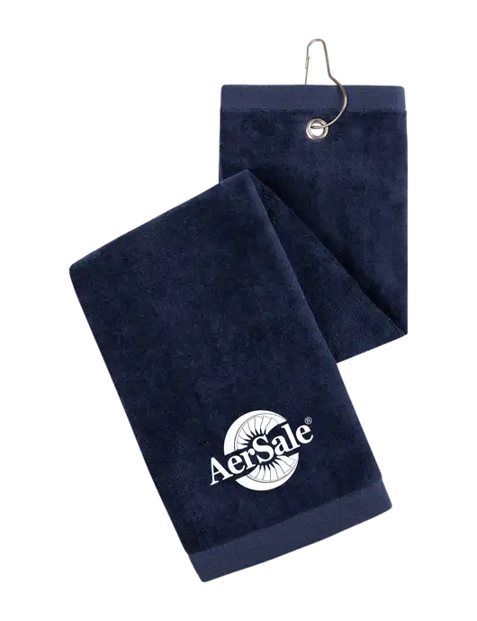 Navy Tri-Fold Golf Towel with Grommet w/AerSale Logo