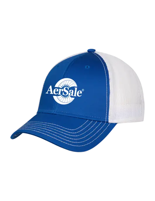 Royal & White Mesh Trucker Cap Snap Back w/AerSale Logo