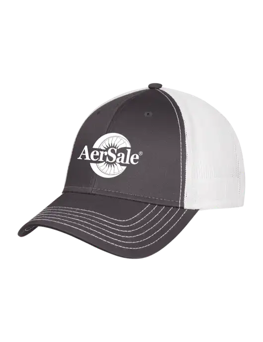 Dark Grey/White Mesh Trucker Cap Snap Back w/AerSale Logo