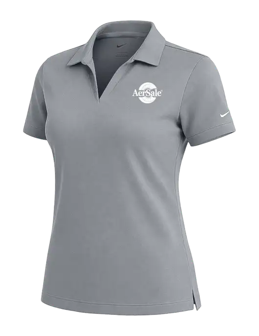 NIKE Medium Grey Womens Dri-Fit Micro Pique Polo w/AerSale Logo