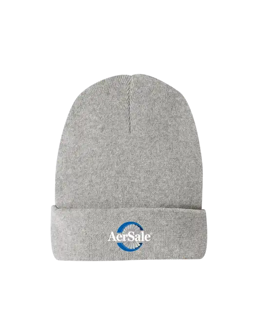 Recycled Light Heather Grey Beanie w/AerSale Logo