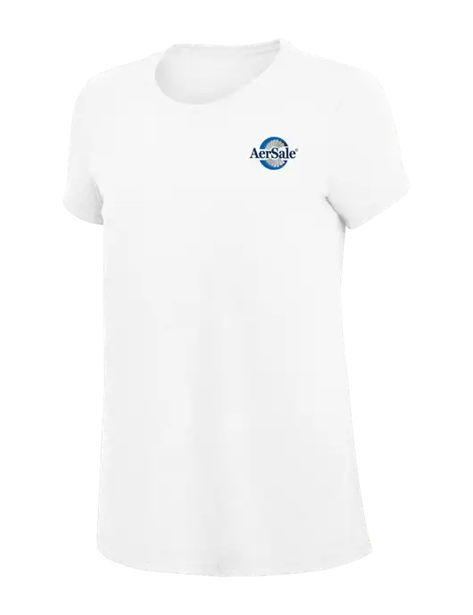 Womens Simply Soft White 4.5oz Poly/Combed Ring Spun Cotton T-Shirt
 w/AerSale Logo