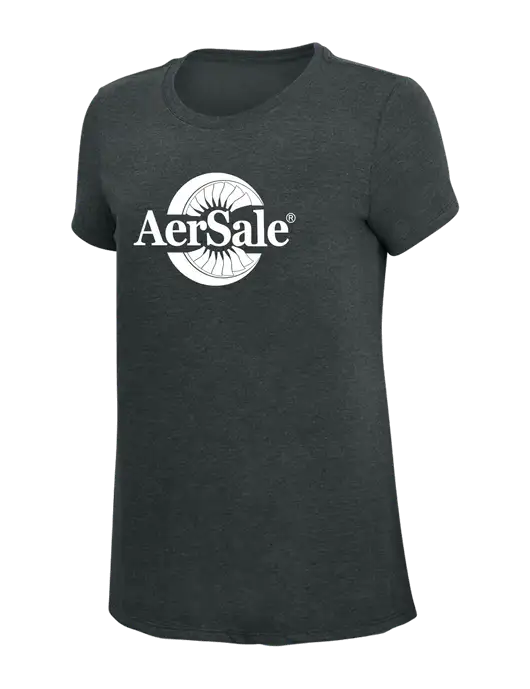 Womens Simply Soft Black Frost 4.5oz Poly/Combed Ring Spun Cotton T-Shirt w/AerSale Logo