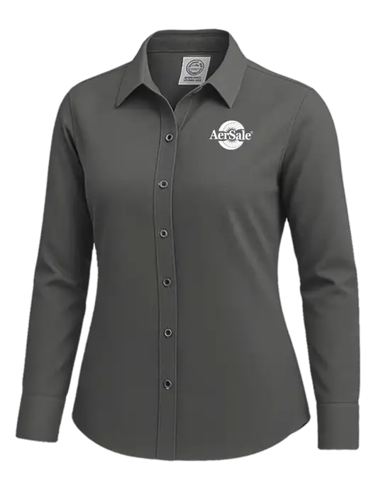 Brooks Brothers Womens Dark Grey Wrinkle-Free Stretch Nailhead Shirt w/AerSale Logo