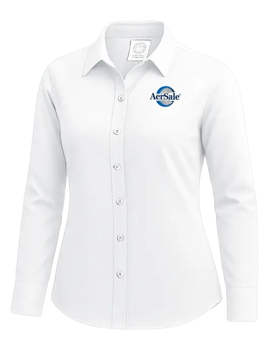 Brooks Brothers Womens White Wrinkle-Free Stretch Nailhead Shirt w/AerSale Logo