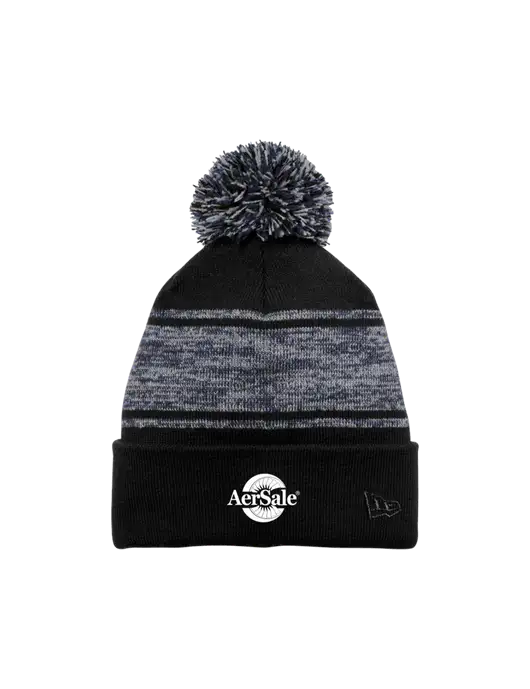 New Era Black/Navy Knit Chilled Pom Beanie w/AerSale Logo