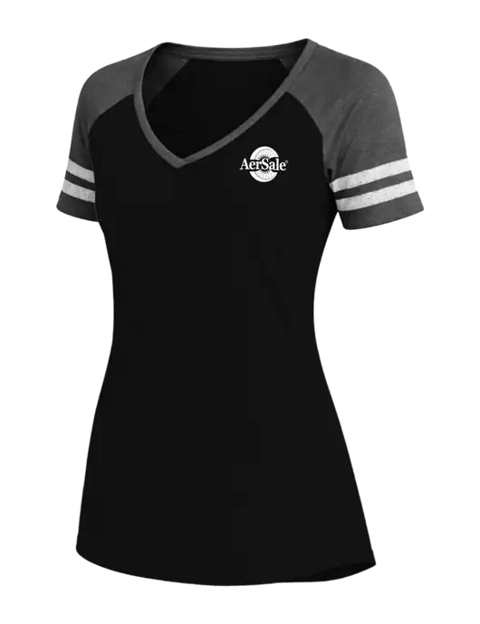Womens Black/Charcoal Heather V-Neck Game Tee w/AerSale Logo
