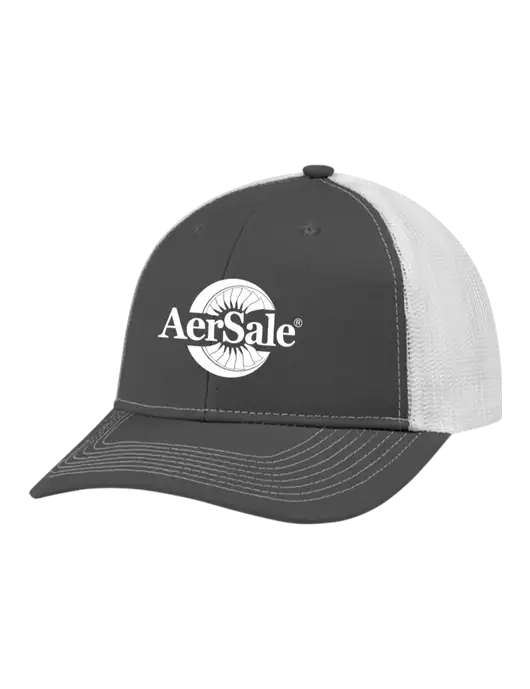 Snapback Ponytail Trucker Cap Dark Grey w/White Mesh w/AerSale Logo