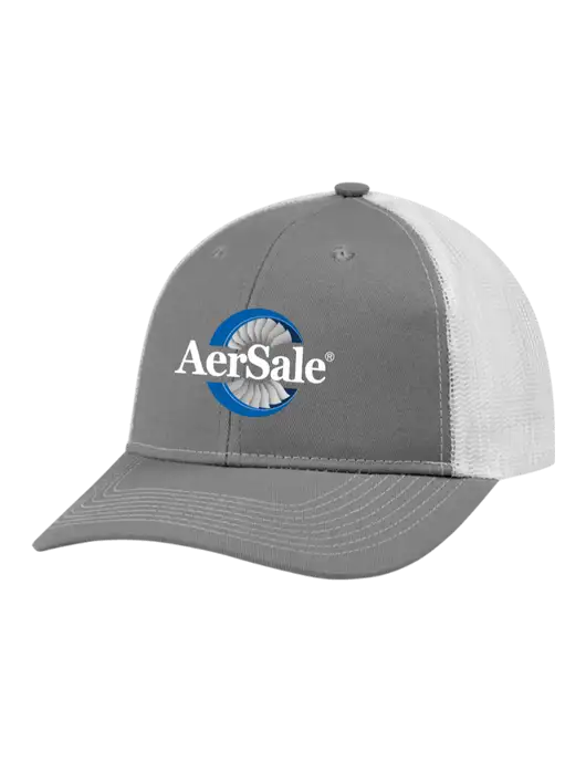 Snapback Ponytail Trucker Cap Light Medium Heather Grey w/White Mesh w/AerSale Logo