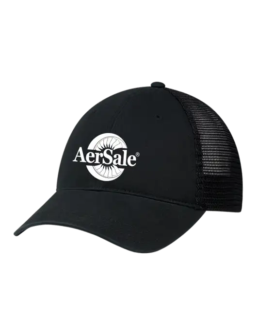 Richardson 111 Garment Washed Trucker Cap Black w/Black Mesh w/AerSale Logo