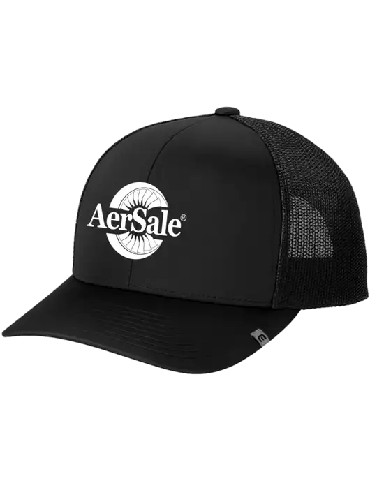 TravisMathew Black Cruz Trucker Cap w/AerSale Logo