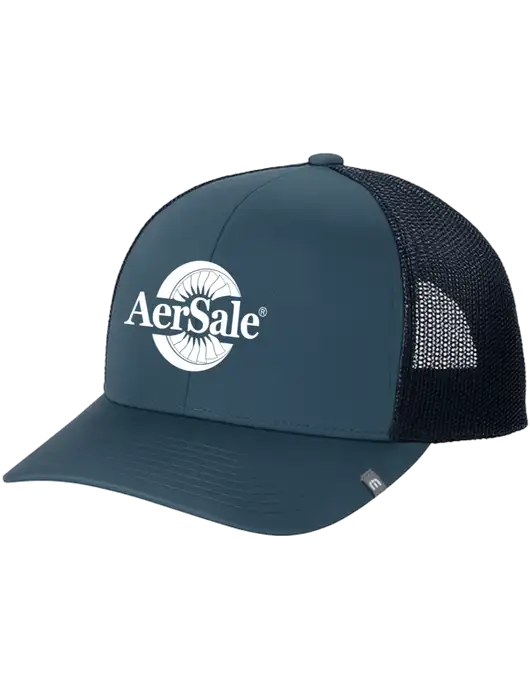 TravisMathew Dark Slate Blue Cruz Trucker Cap w/AerSale Logo