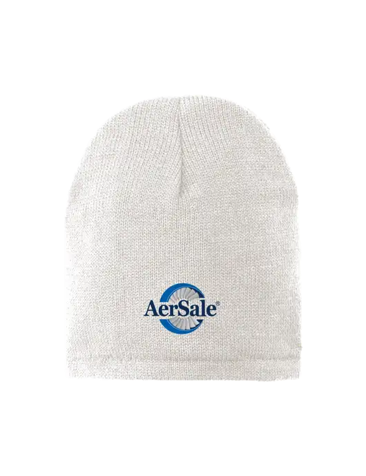 White Fleece-Lined Beanie Cap w/AerSale Logo